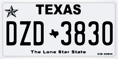 TX license plate DZD3830