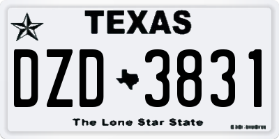 TX license plate DZD3831