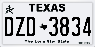 TX license plate DZD3834