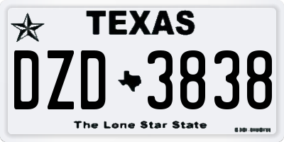 TX license plate DZD3838