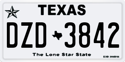 TX license plate DZD3842