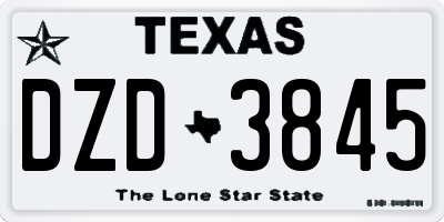 TX license plate DZD3845