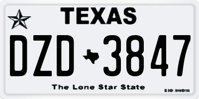 TX license plate DZD3847