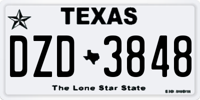 TX license plate DZD3848