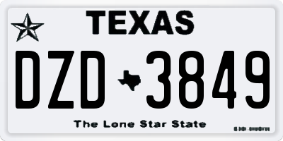 TX license plate DZD3849