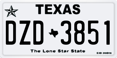 TX license plate DZD3851