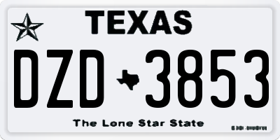 TX license plate DZD3853