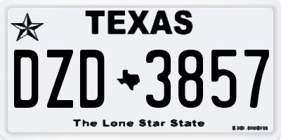 TX license plate DZD3857