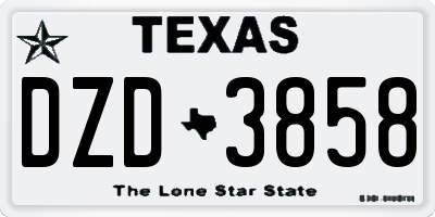 TX license plate DZD3858