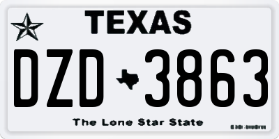 TX license plate DZD3863