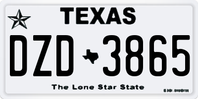 TX license plate DZD3865