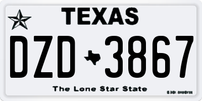 TX license plate DZD3867