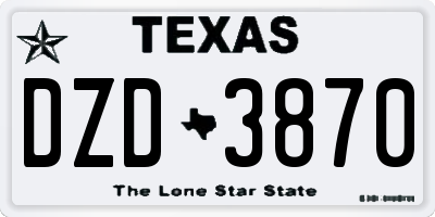 TX license plate DZD3870