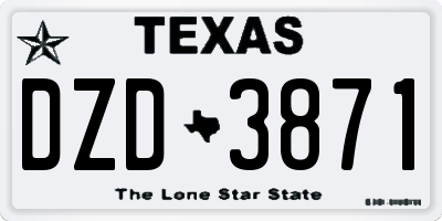 TX license plate DZD3871
