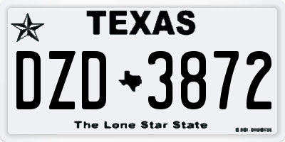 TX license plate DZD3872