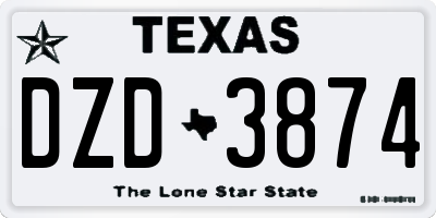 TX license plate DZD3874