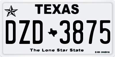 TX license plate DZD3875