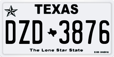 TX license plate DZD3876