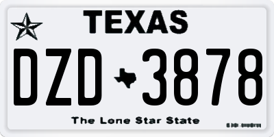 TX license plate DZD3878