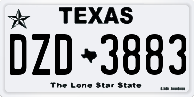TX license plate DZD3883