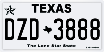 TX license plate DZD3888