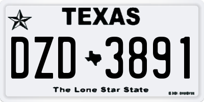 TX license plate DZD3891