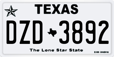 TX license plate DZD3892