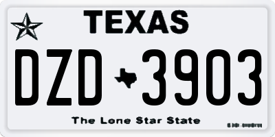 TX license plate DZD3903