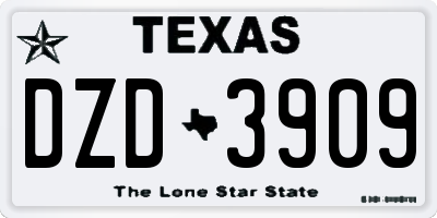 TX license plate DZD3909
