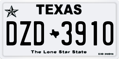TX license plate DZD3910