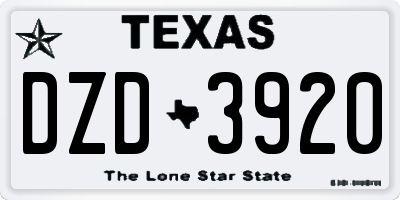 TX license plate DZD3920