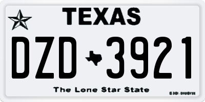 TX license plate DZD3921