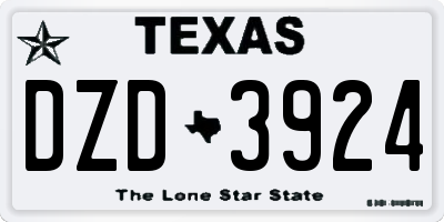 TX license plate DZD3924
