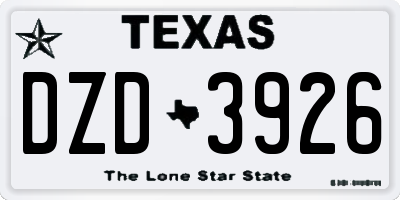 TX license plate DZD3926
