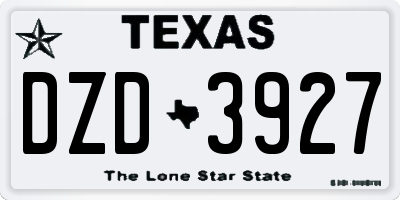 TX license plate DZD3927