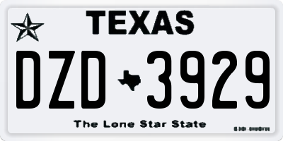 TX license plate DZD3929