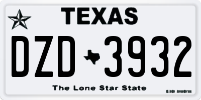 TX license plate DZD3932