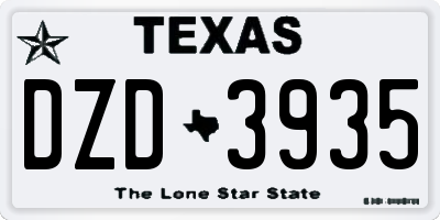 TX license plate DZD3935