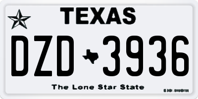 TX license plate DZD3936
