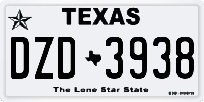 TX license plate DZD3938