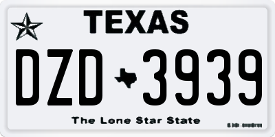 TX license plate DZD3939