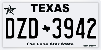 TX license plate DZD3942