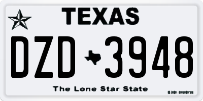 TX license plate DZD3948