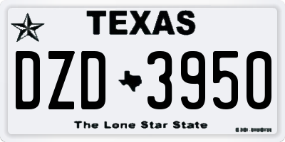 TX license plate DZD3950