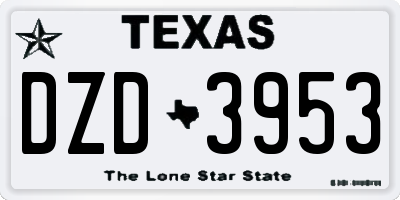 TX license plate DZD3953