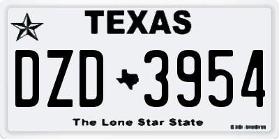 TX license plate DZD3954