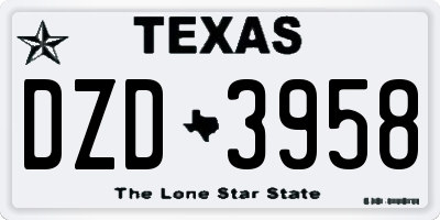 TX license plate DZD3958