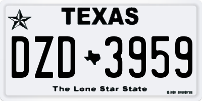 TX license plate DZD3959