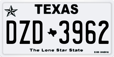 TX license plate DZD3962