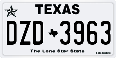 TX license plate DZD3963